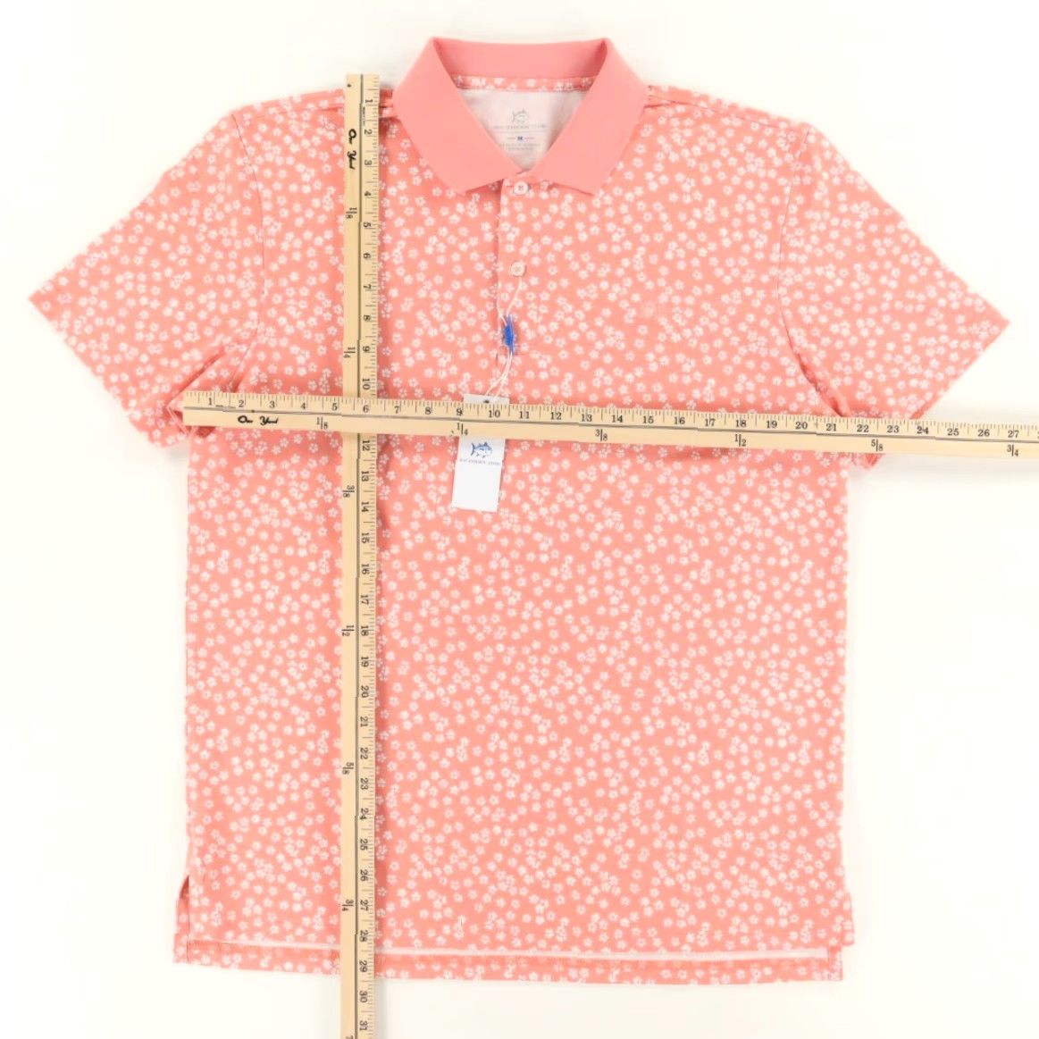 Southern Tide Southern Tide Shirt Conch Shell Mens M Frederick Printed Perforated Polo Shirt Florals Size US M / EU 48-50 / 2 - 3 Thumbnail