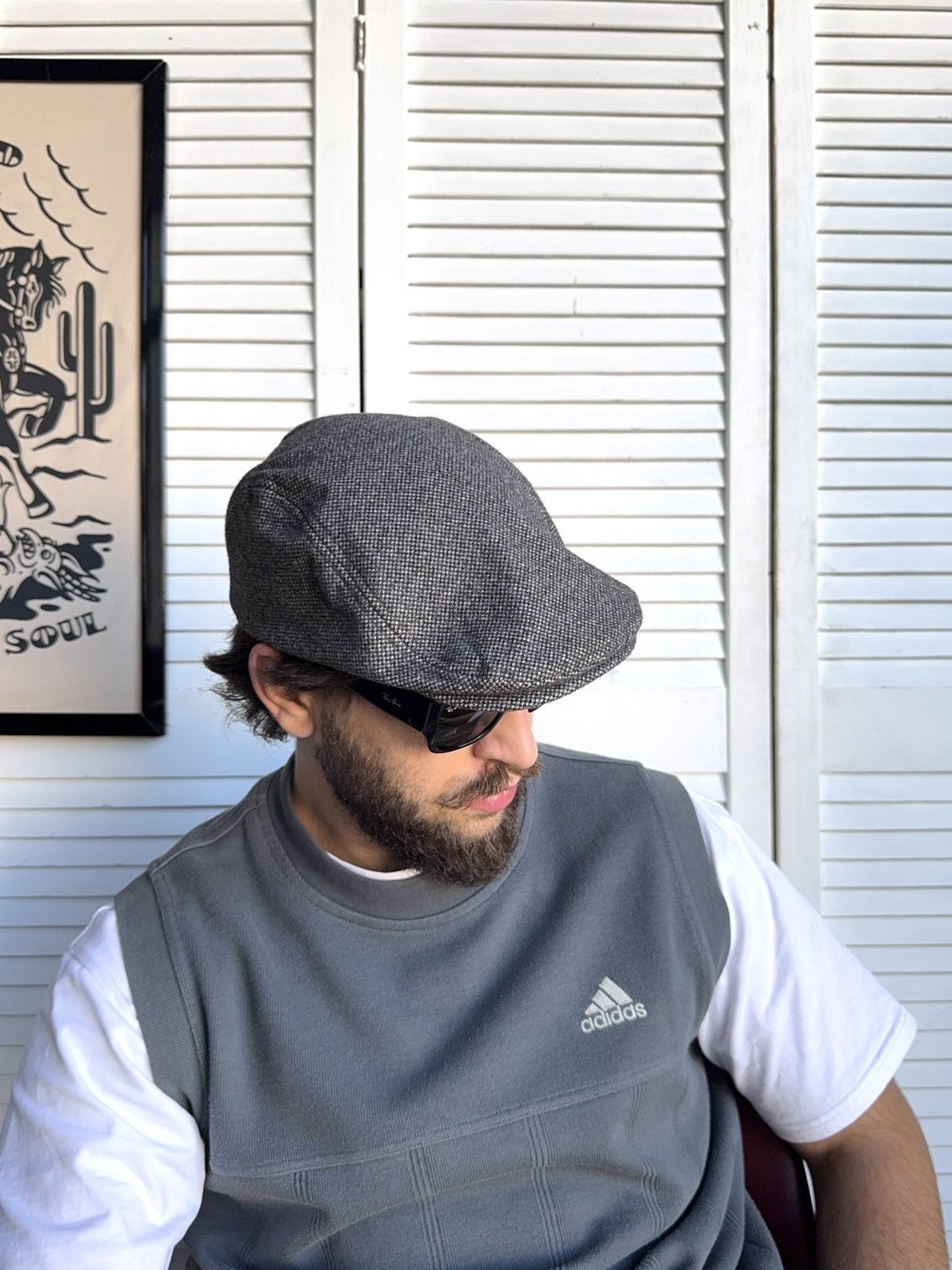 C&A Vintage C&A Wool Blend Ivy Cap Flat Cap Gray Herringbone Size ONE SIZE - 4 Thumbnail
