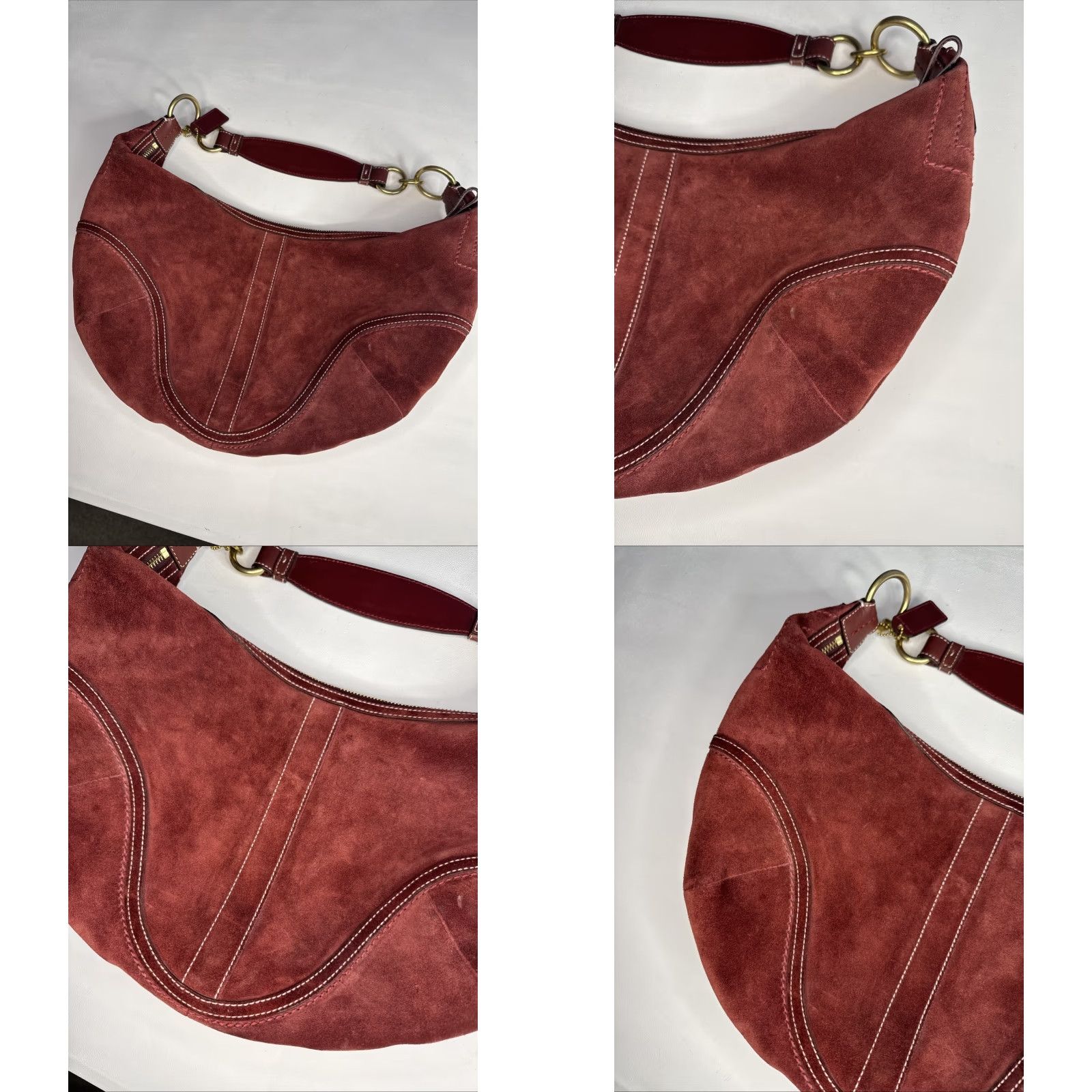 Coach VINTAGE Coach Soho Hobo Bag Burgundy Red Suede Leather Maroon D0793-F10935 Women Size ONE SIZE - 8 Thumbnail