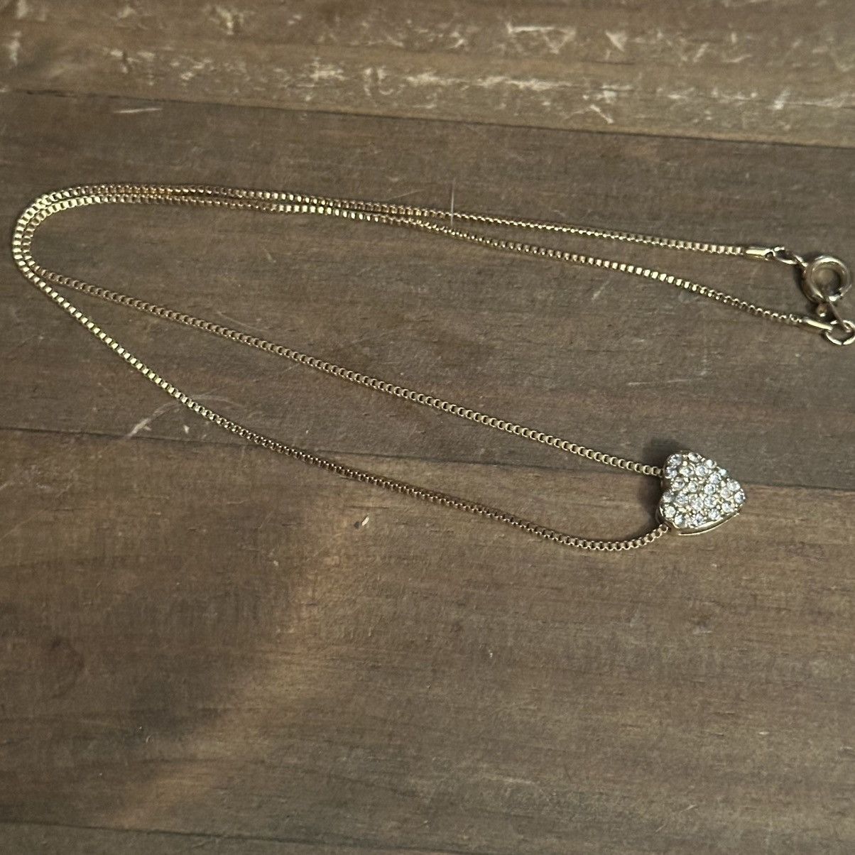Vintage Vintage dainty gold tone paved heart pendant necklace Size ONE SIZE - 3 Thumbnail