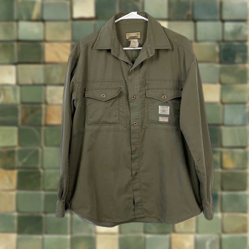 Faded Glory VINTAGE Faded Glory Mens Shirt Army Military Olive Green Long Sleeve Button-Up 90s Large XL? Size US L / EU 52-54 / 3 - 1 Thumbnail