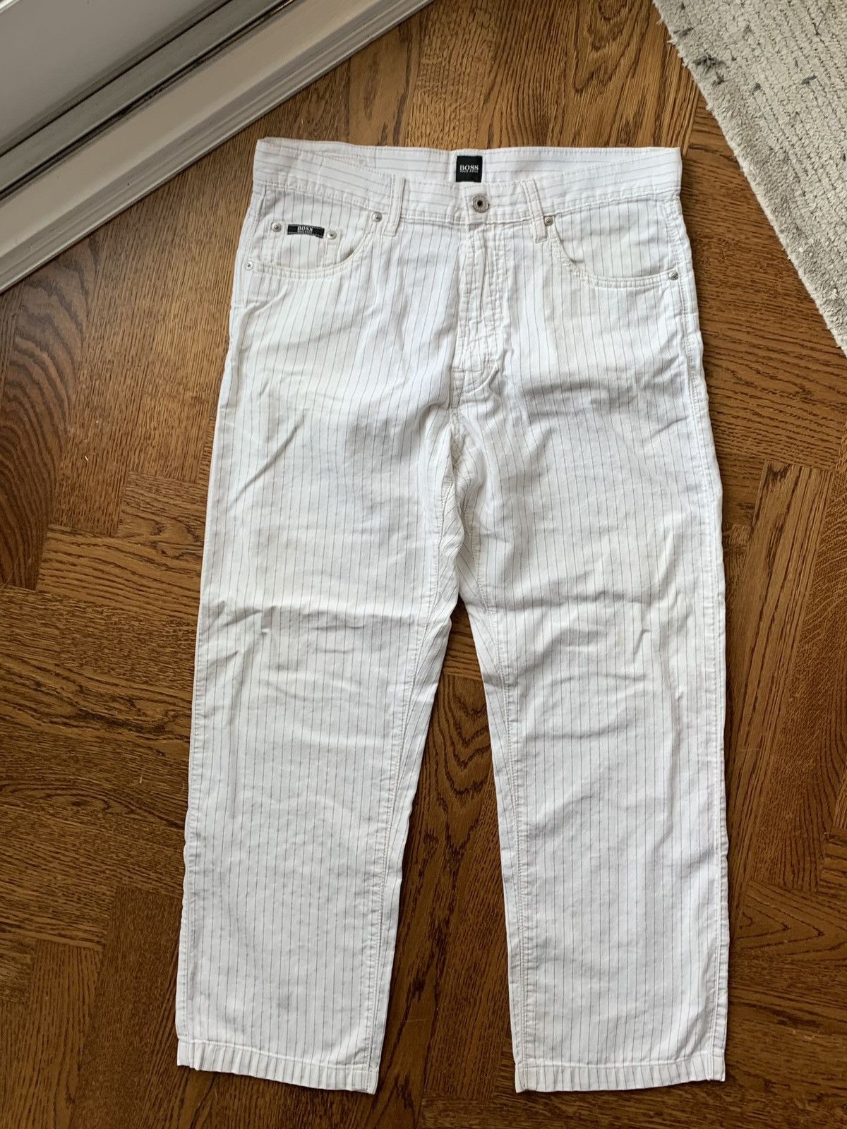 Hugo Vintage Hugo Boss Pants Pinstripe Pants White Jeans Jacksons Size US 34 / EU 50 - 1 Thumbnail