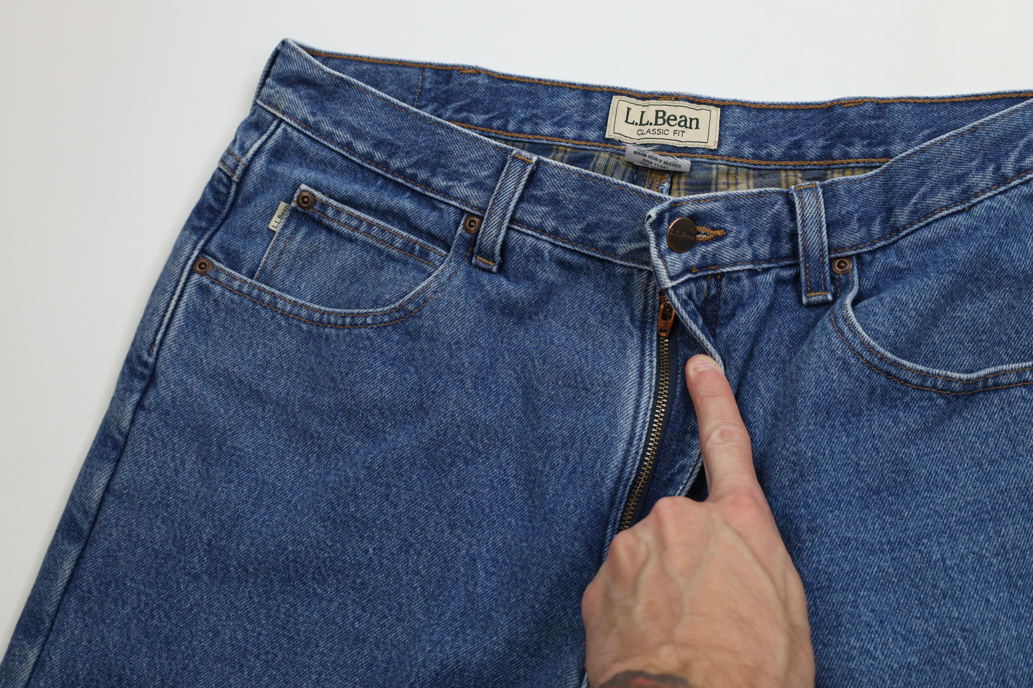 L.L. Bean Vintage 90s Y2K LL Bean Fit Flannel Lined Denim Jeans Blue Size US 34 / EU 50 - 10 Thumbnail