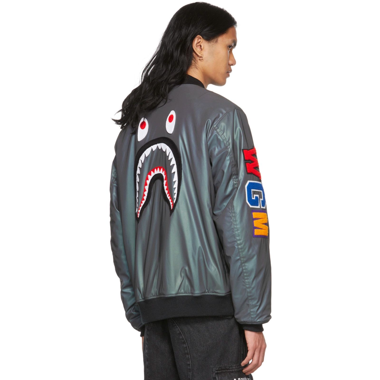 Bape Bape Grey Reflective Loose Shark MA-1 Bomber Size Small Size US S / EU 44-46 / 1 - 3 Thumbnail