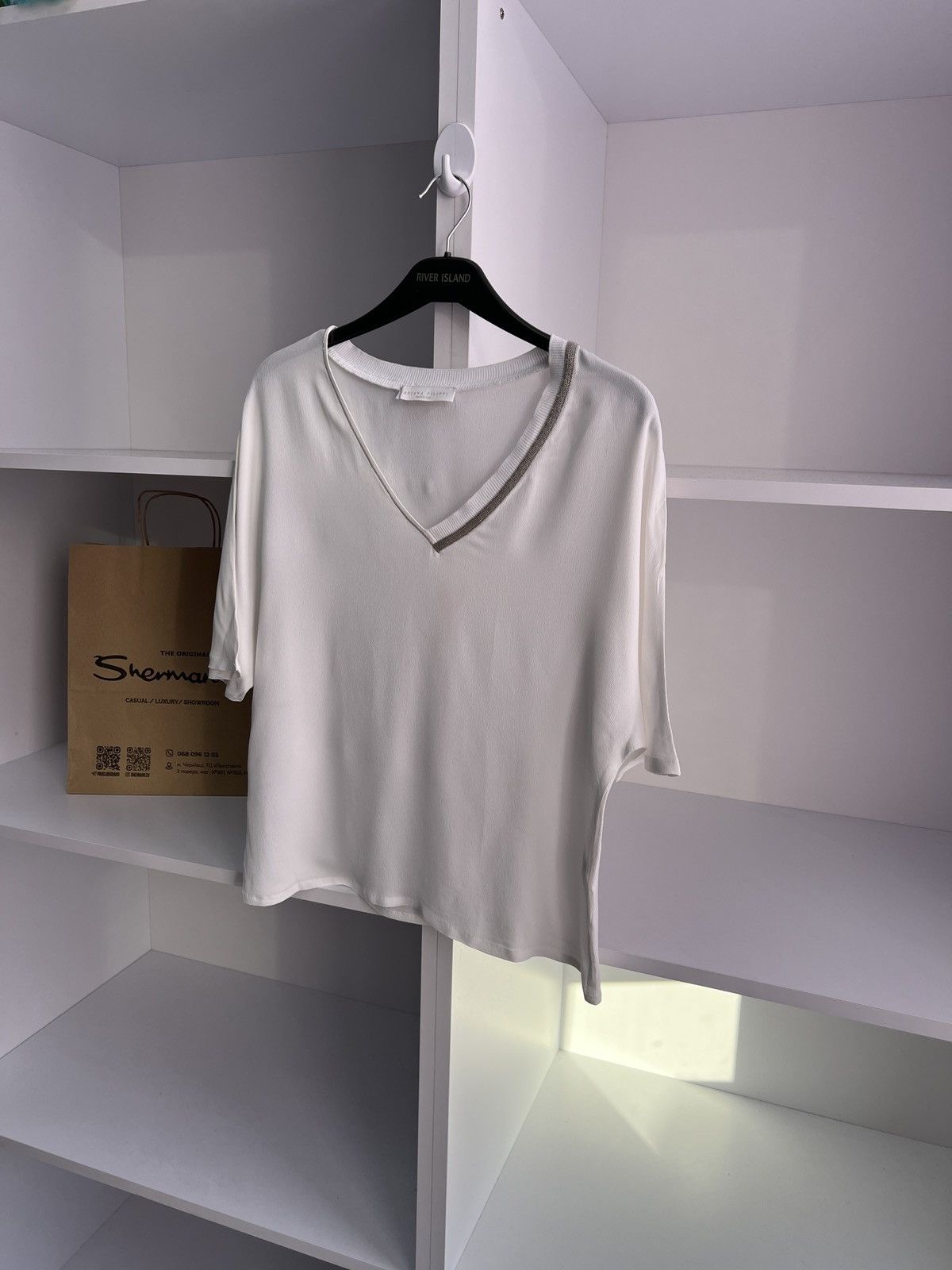 Designer × Fabiana Filippi × Vintage Vintage Fabiana Filippi White Designer White Blouse Size XS / US 0-2 / IT 36-38 - 4 Thumbnail