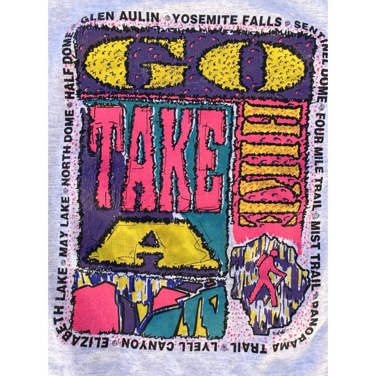 Jerzees VINTAGE Jerzees T-Shirt Hike It Yosemite Go Take A Hike Neon Geometric Graphics Gray Size M Men Shirt Size US M / EU 48-50 / 2 - 6 Thumbnail