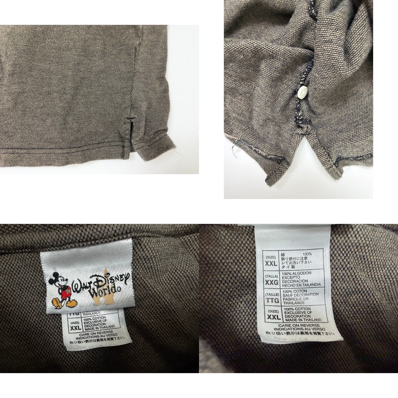 Disney VINTAGE Disney Polo Shirt 2XL Men's Brown Cotton Mickey Mouse Embroidered Midweight Knit Polo Shirt 90s Cartoon Vintage Disney Worldwide Size US XXL / EU 58 / 5 - 9 Thumbnail