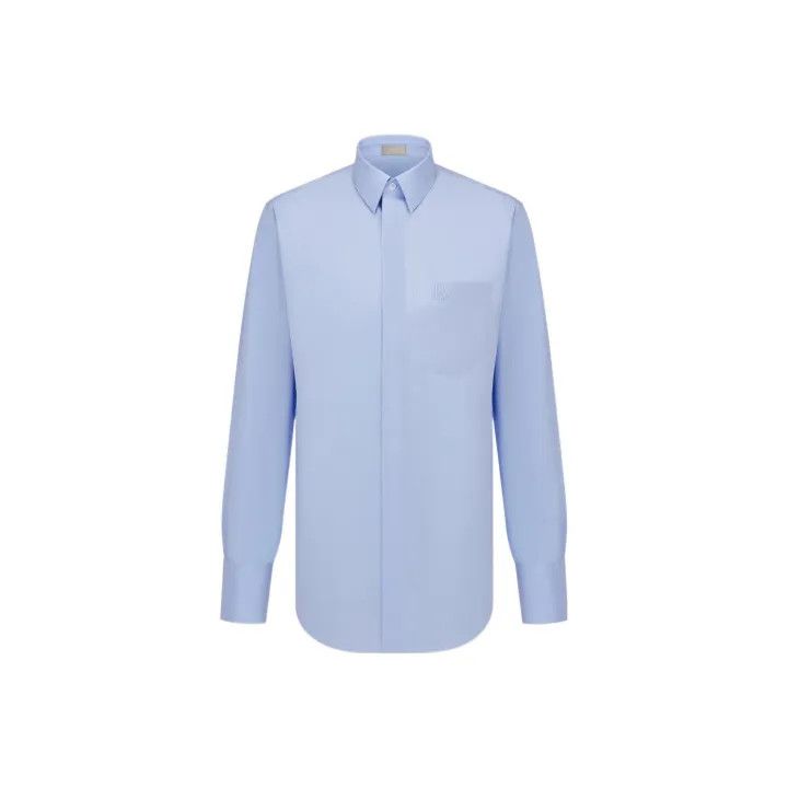 Dior SS23 Blue Logo Embroidered Shirt 0079