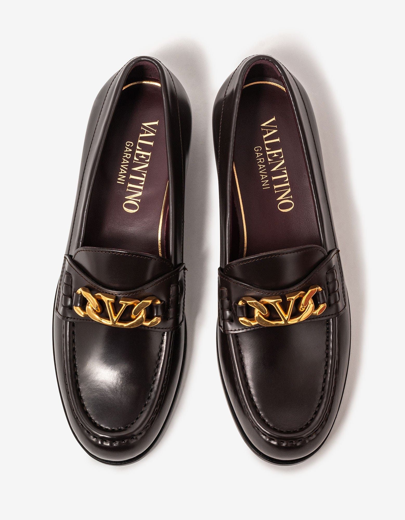 Valentino Brown VLogo Chain Loafers Size US 9 / EU 42 - 7 Thumbnail