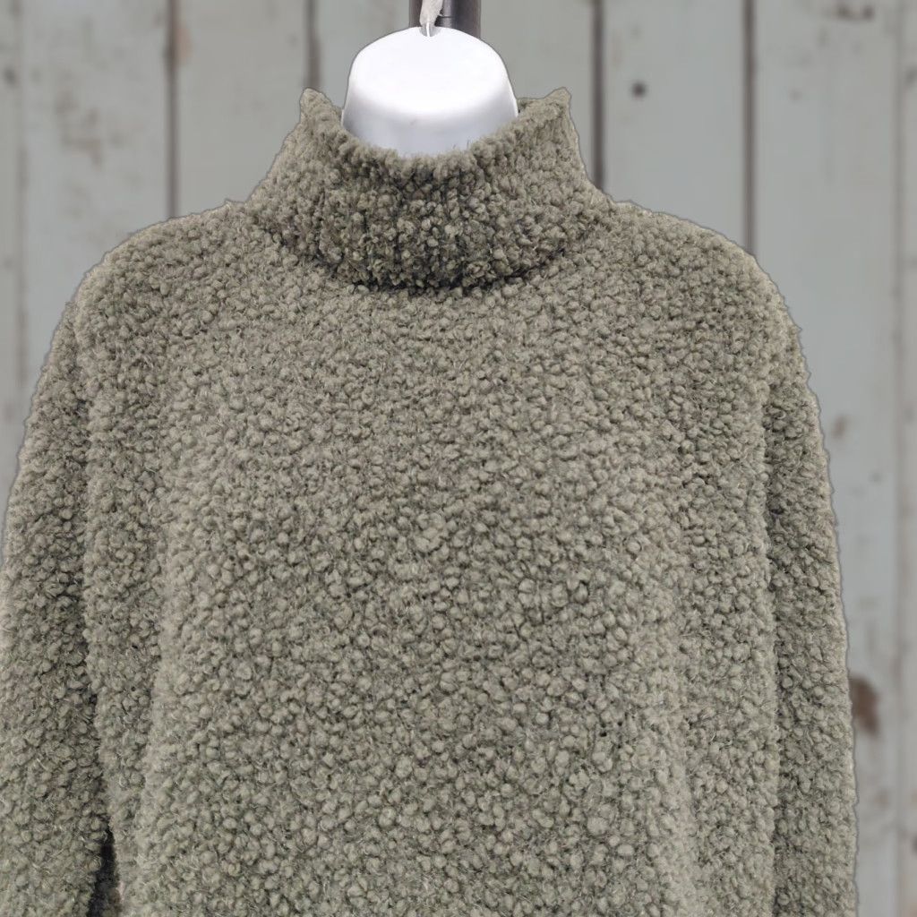 Vintage Pink Rose Knit Crop Sweater Women’s Size Medium Sage Green Mock Neck Long Sleeve Pullover Size M / US 6-8 / IT 42-44 - 1 Thumbnail