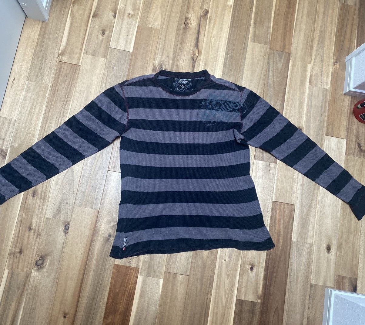 Quiksilver Vintage Quiksilver Striped Long Sleeve Waffle Knit Y2K L Size US L / EU 52-54 / 3 - 2 Thumbnail