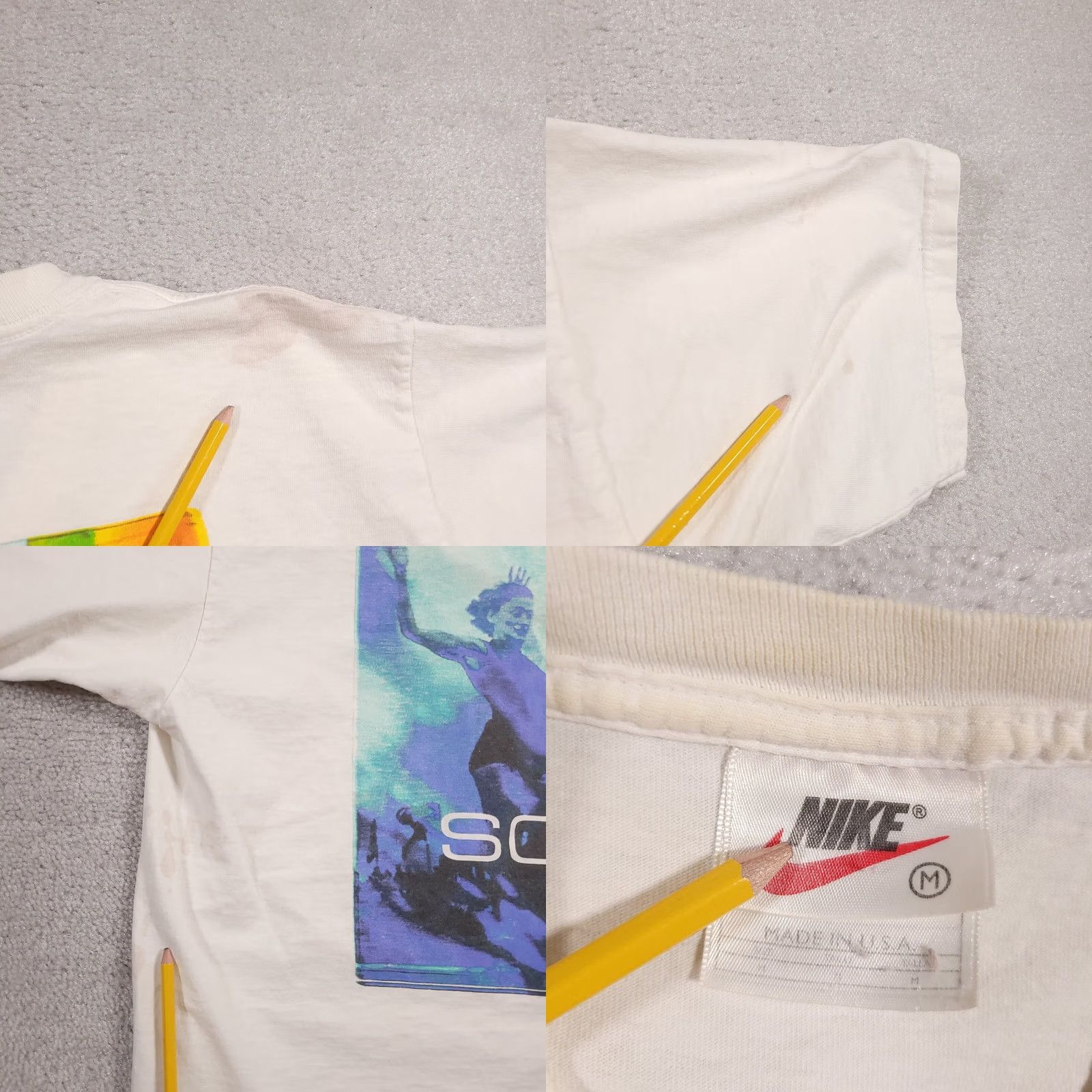 Nike VINTAGE Nike Soar Double-Sided T Shirt Mens M V-Neck USA Made Grunge Streetwear 90s Swoosh White Short Sleeve Shirt Mens Size US M / EU 48-50 / 2 - 10 Thumbnail