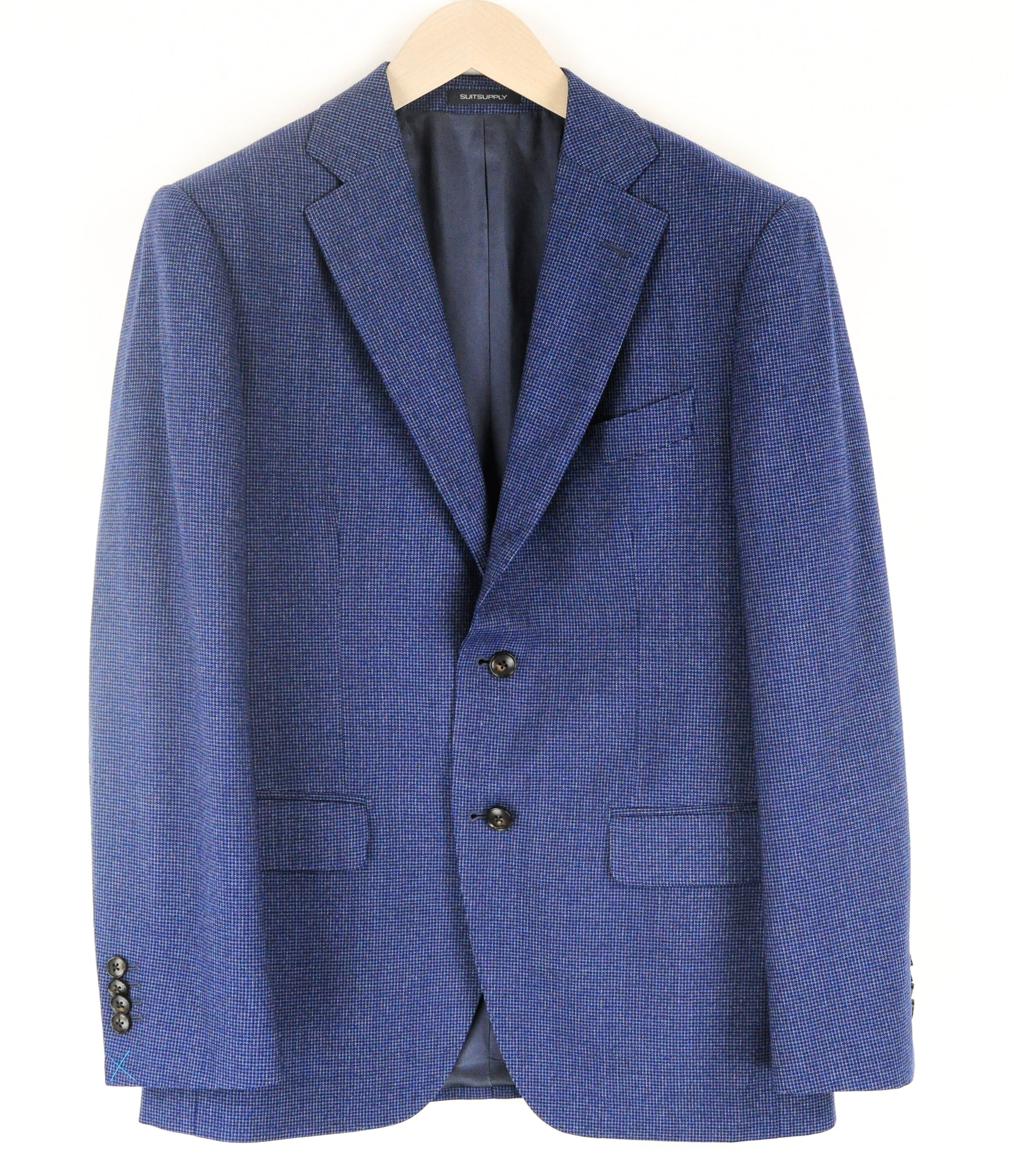 image of Suitsupply Napoli Uk38S Wool Lined Patterned Blue Blazer 55948, Men's