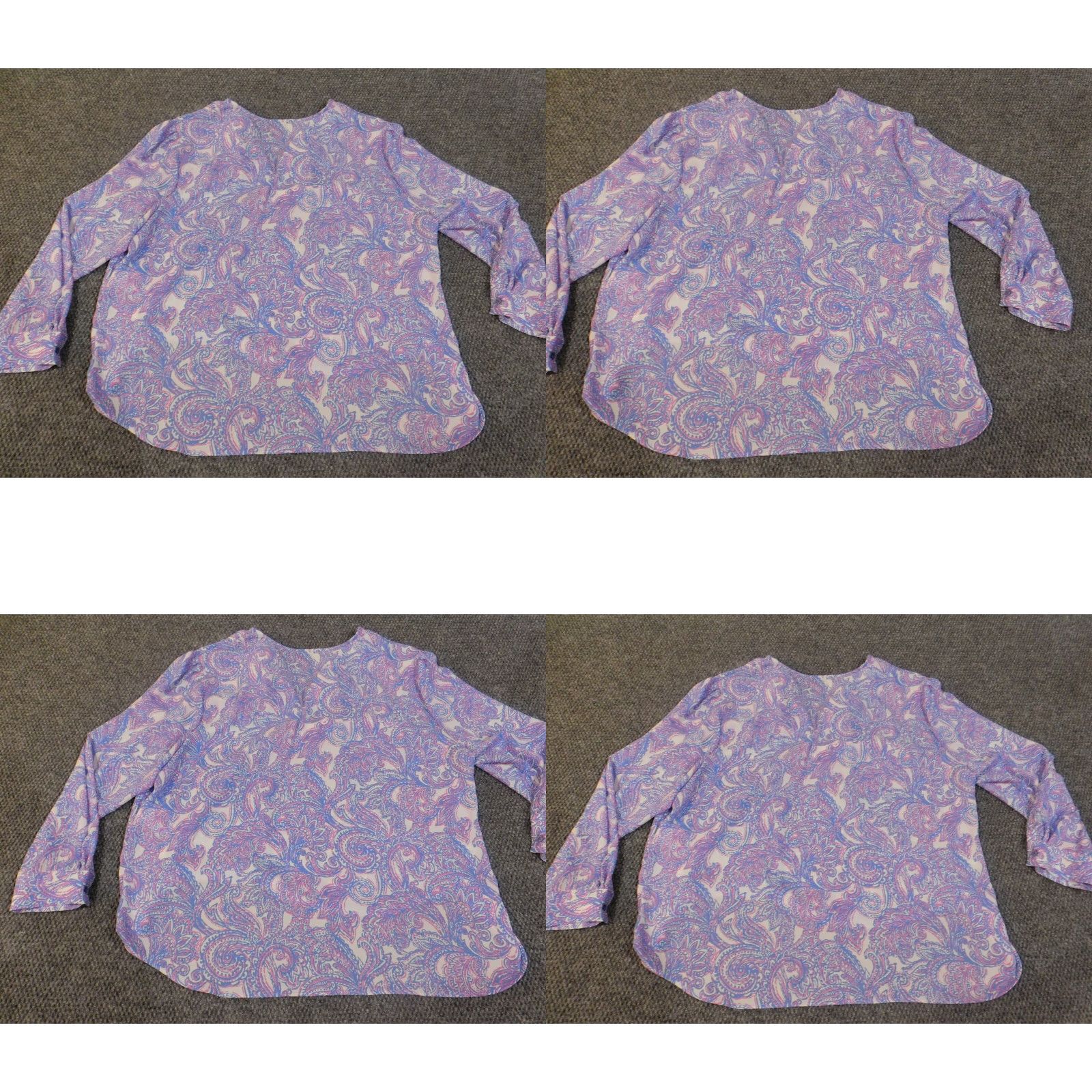 Jones New York Jones New York Blouse 3X Womens Pullover Polyester Purple Geometric Floral Round Neck Long Sleeve Plus Size Classic Lightweight Size XXL / US 16-18 / IT 52-54 - 8 Thumbnail