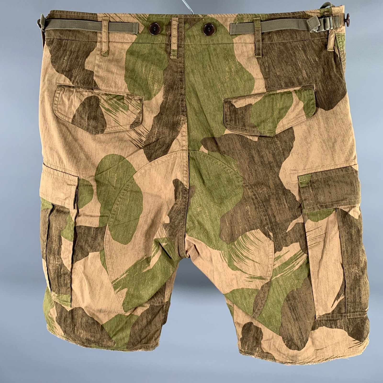 Visvim VISVIM Size L Brown Olive Camo Cotton Cargo Pockets Shorts Size US 36 / EU 52 - 2 Thumbnail