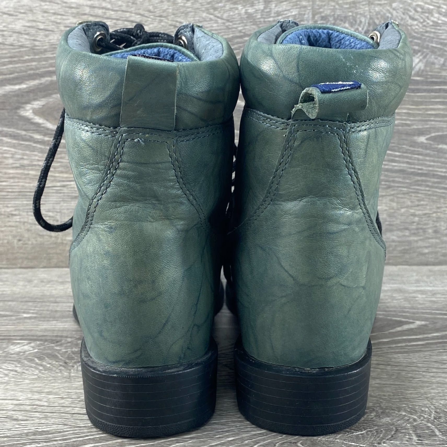 Justin Boots Justin Womens 6.5B Boots Cowboy Kiltie Lace Up Lacer Green Leather George Strait - J Flex Size US 7 / IT 37 - 6 Thumbnail