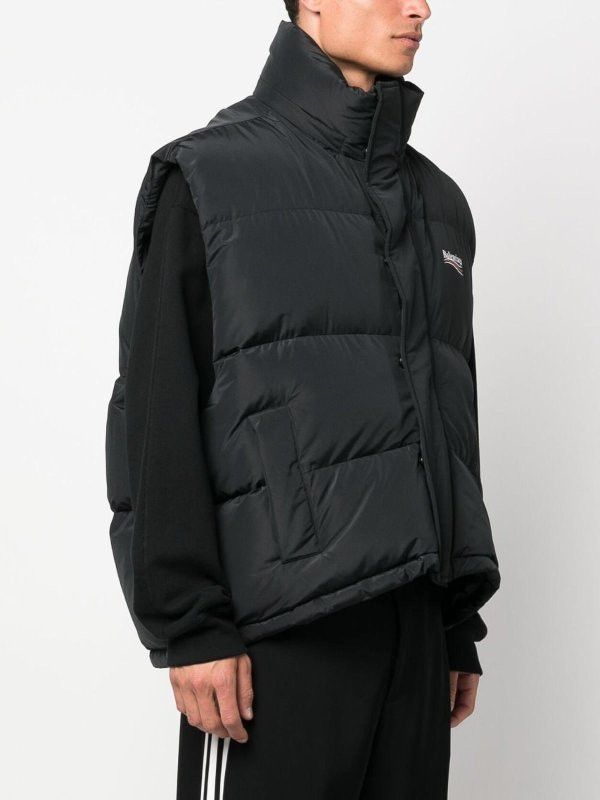 Balenciaga o1mt1gz0226 Political Campaign Cocoon Puffer Gilet In Black Size US L / EU 52-54 / 3 - 3 Thumbnail