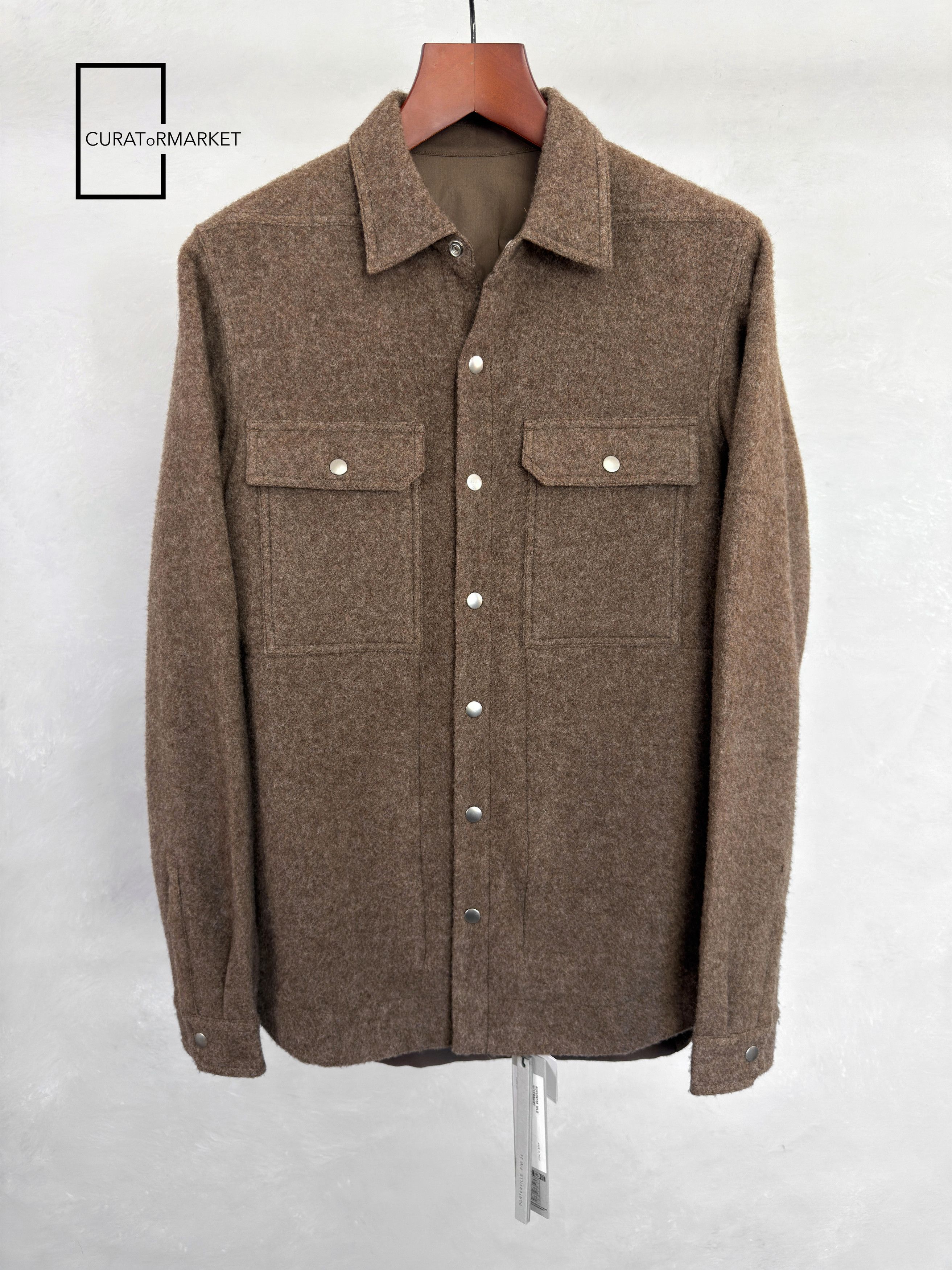 Rick Owens EU46 Lodenette Felt Wool Outershirt Fawn FW24 Porterville Size US S / EU 44-46 / 1 - 1 Thumbnail