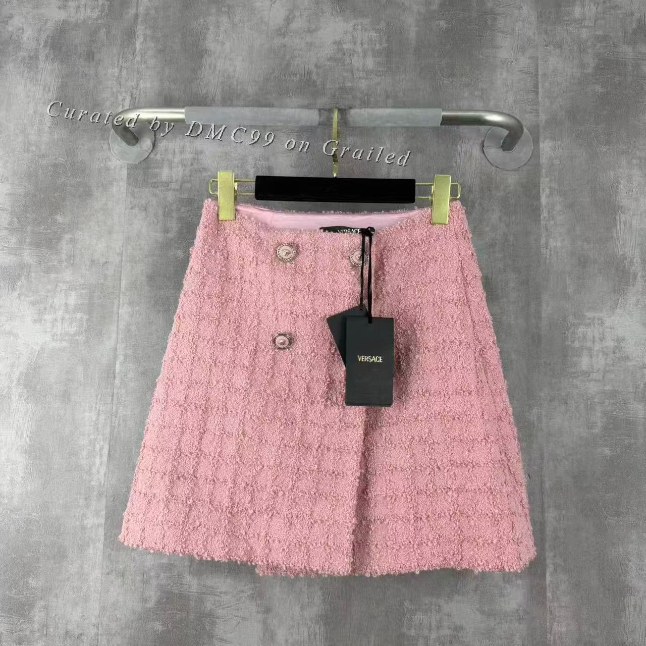 Versace Versace Silver Buckle Tweed Wool Skirt Size 36" / US 14 / IT 50 - 1 Thumbnail