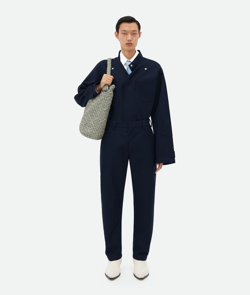 Bottega Veneta o1bcso1str0526 Bonded Wool And Cotton Tapered Pants in Navy Size US 38 / EU 54 - 4 Thumbnail
