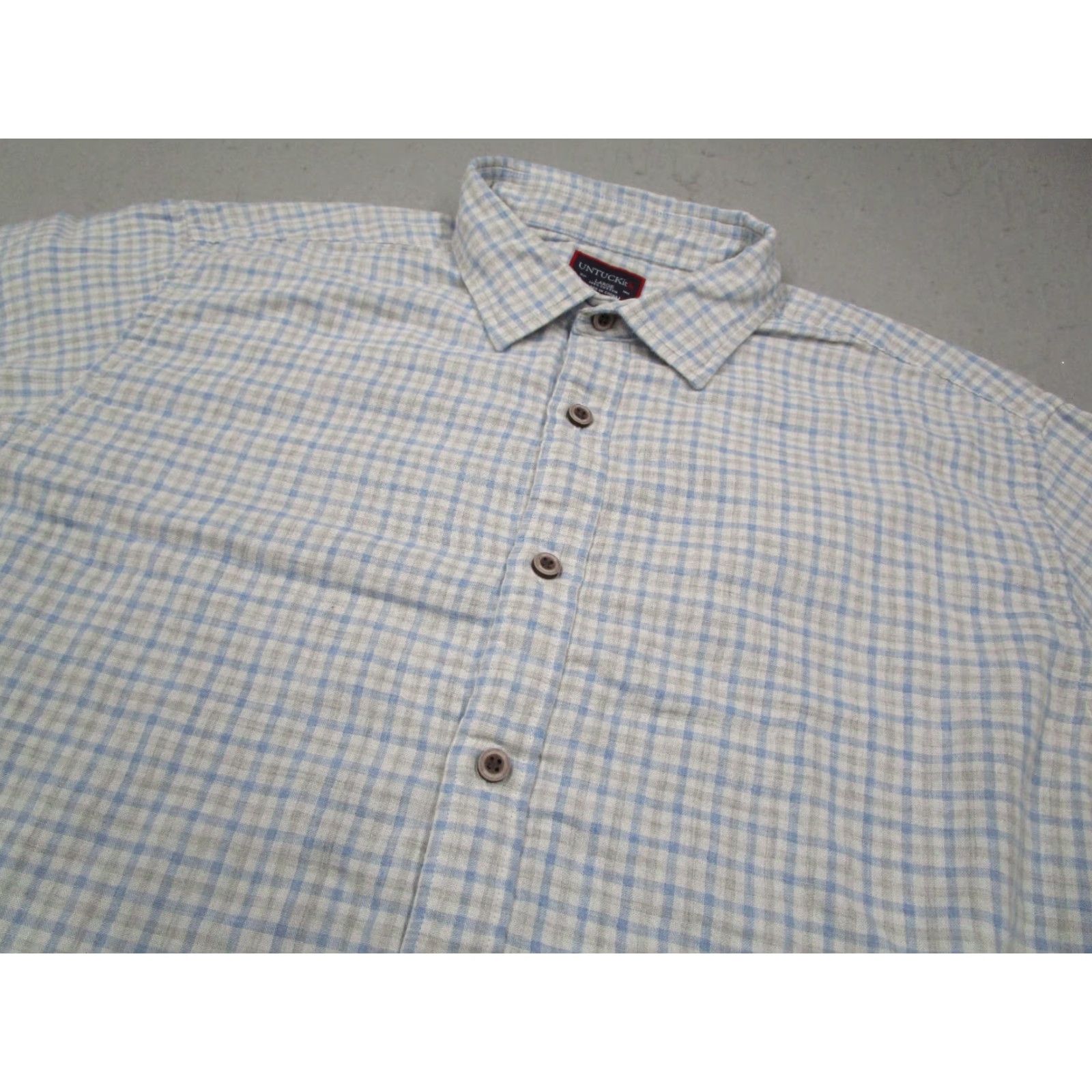 UNTUCKit VINTAGE UNTUCKit Men's Shirt Large Blue Check Casual Button-Up Long Sleeve Cotton Fall Spring Summer Winter Classic Brand Size US L / EU 52-54 / 3 - 2 Thumbnail