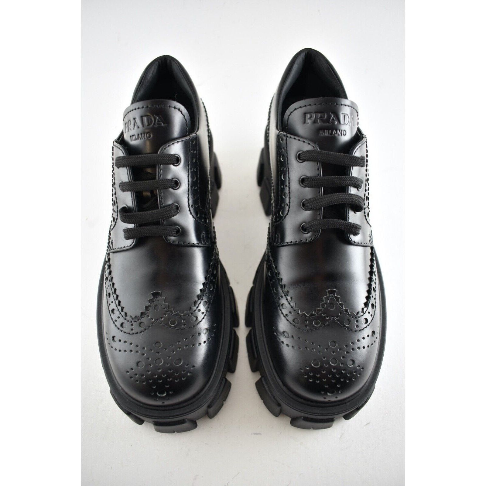 Prada Monolith Brogue Platform Loafer Creeper Lace Up Flat 39.5 Size US 9.5 / IT 39.5 - 6 Thumbnail