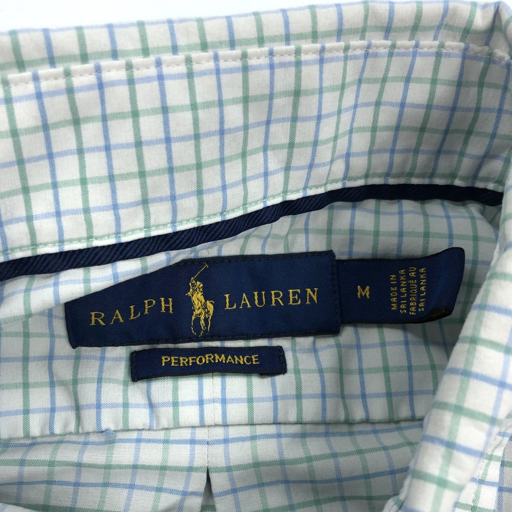 Ralph Lauren Ralph Lauren Performance Men's M White Green Blue Check Button-Down Shirt Size US M / EU 48-50 / 2 - 4 Thumbnail