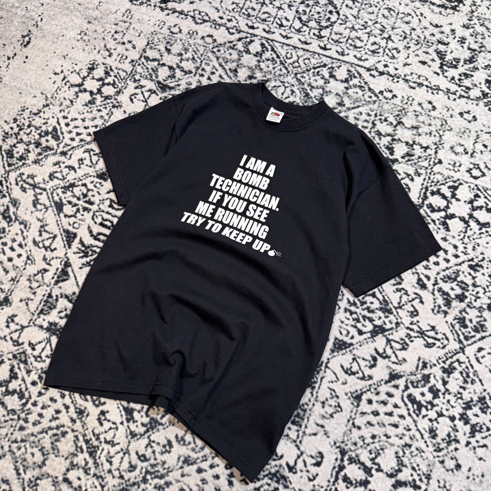 Vintage Vintage Unisex Black Cotton T-Shirt Size M Bomb Technician Size US M / EU 48-50 / 2 - 2 Thumbnail