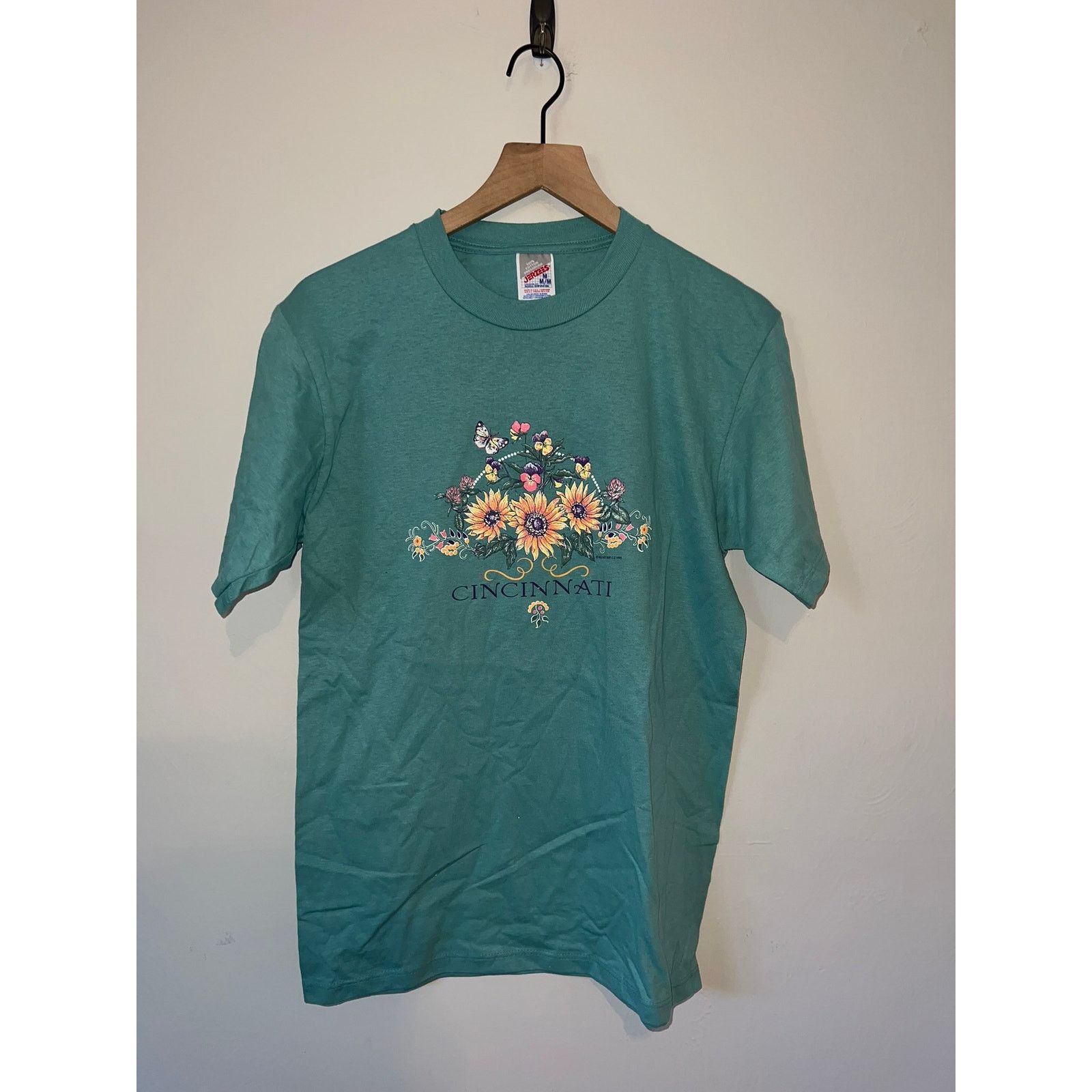 Jerzees 90s Vintage Cincinnati Garden Butterfly Green Shirt VTG M Size US M / EU 48-50 / 2 - 1 Thumbnail
