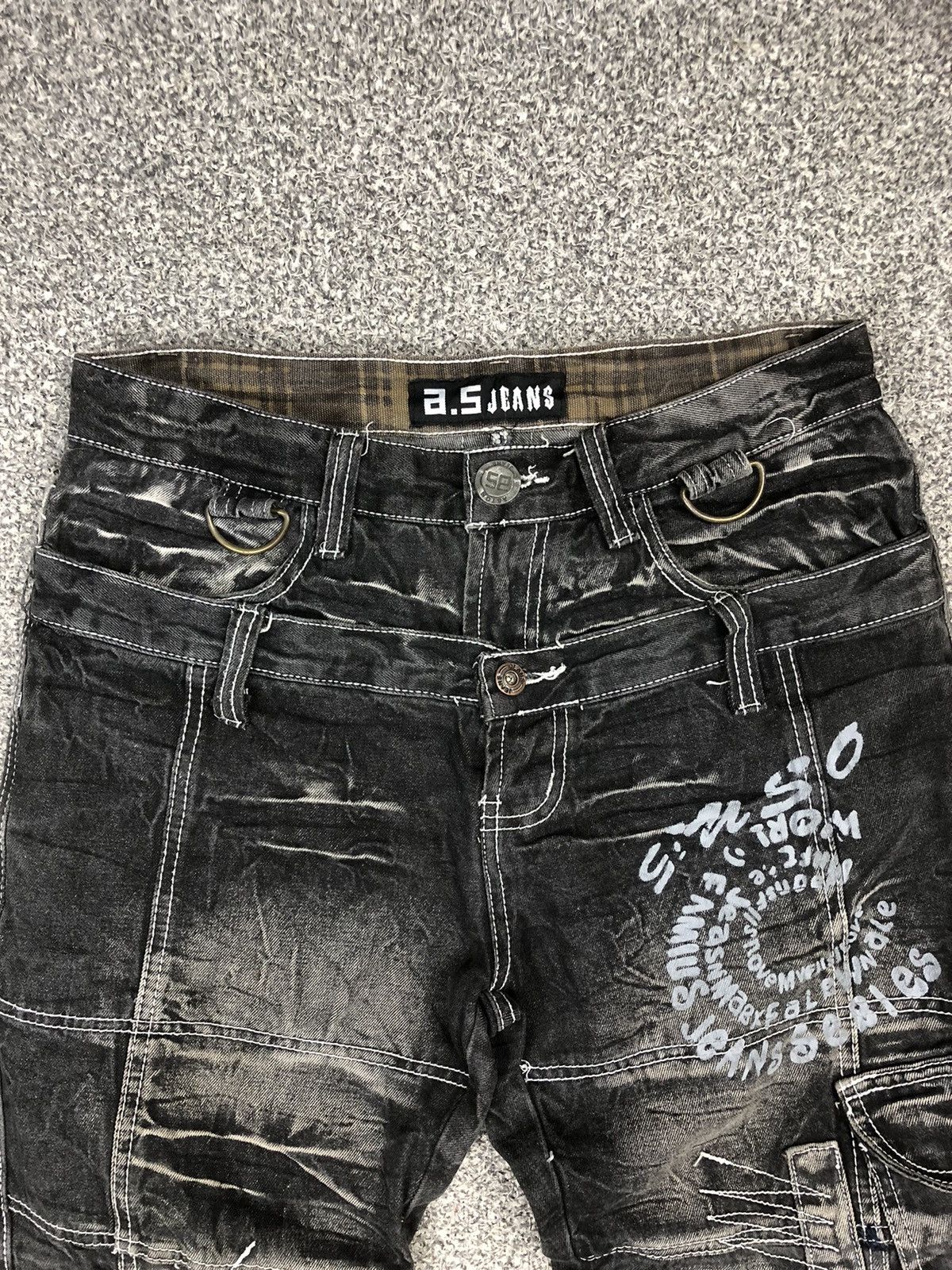 Japanese Brand Japanese Brands ASTON Faded Double Waist Cargo Jeans Size US 32 / EU 48 - 4 Thumbnail
