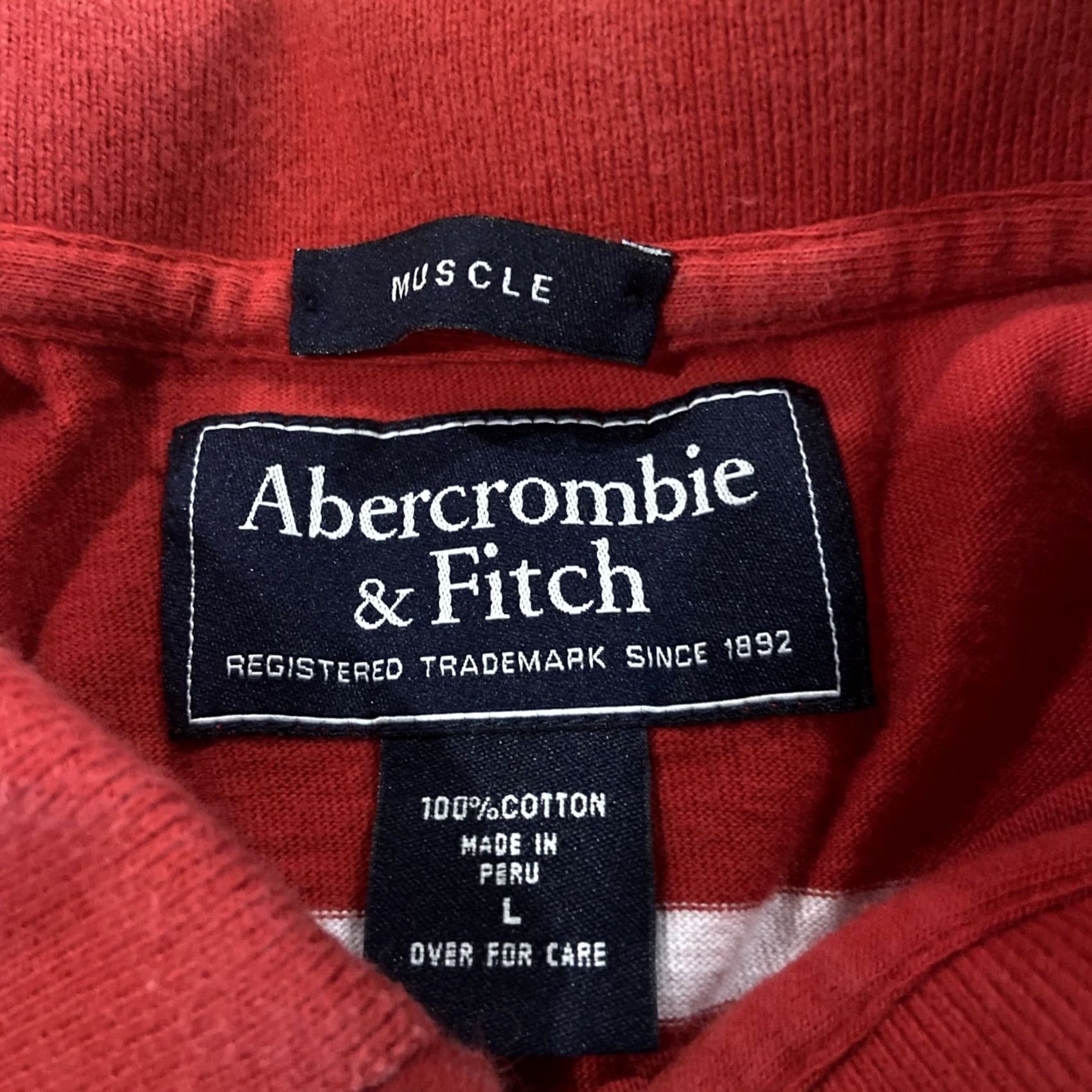 Abercrombie & Fitch VINTAGE Abercrombie & Fitch Muscle Polo Shirt L Red Crest Shield Preppy Logo Mens Size US L / EU 52-54 / 3 - 3 Thumbnail
