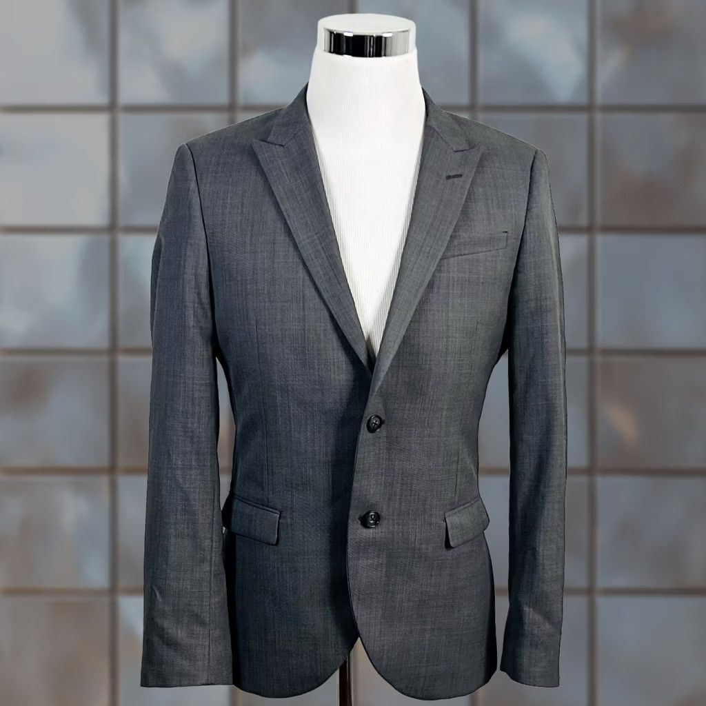Egara Egara 40R Sport Coat Gray Wool Peak Lapel Two Button Vented Slim Fit Regular Men’s Jacket Coat Size US XS / EU 42 / 0 - 1 Thumbnail