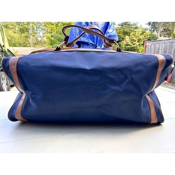 Vintage VTG Large Blue Duffle w/ Leather Blank Nameplate Size ONE SIZE - 5 Thumbnail