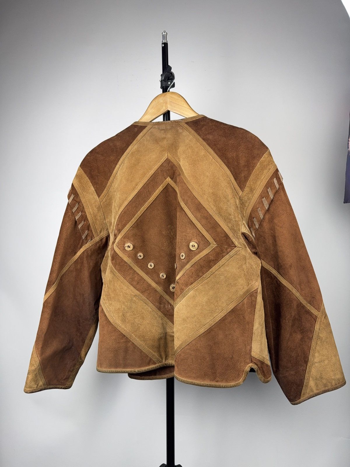 Genuine Leather Vintage Western Cowgirl Patchwork Suede Leather Jacket Boho Size L / US 10 / IT 46 - 14 Thumbnail