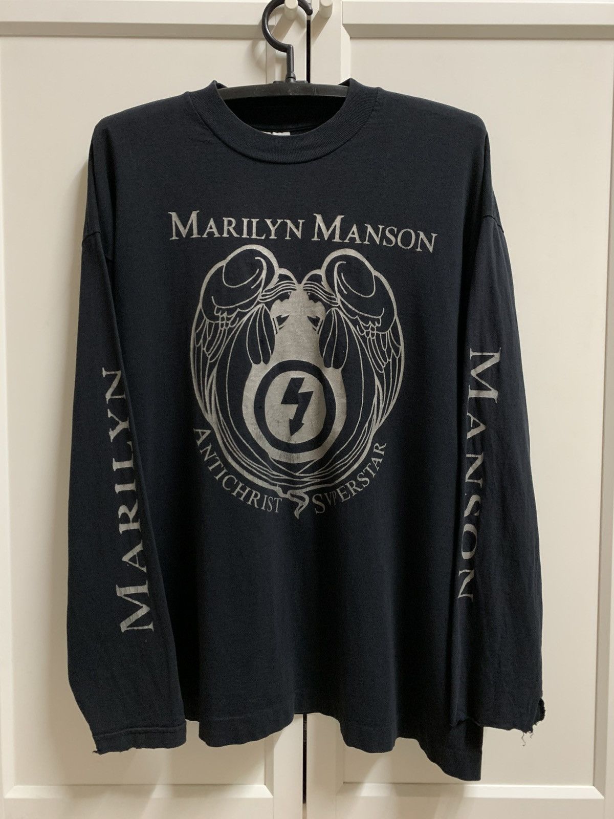 Marilyn Manson ⚡️ Vintage Marilyn Manson Long-sleeve Antichrist Superstar 90 Size US XL / EU 56 / 4 - 1 Thumbnail
