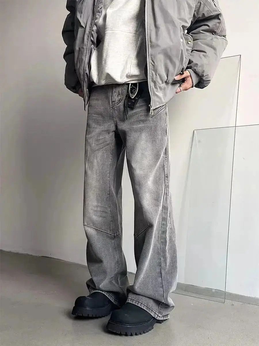 Japanese Brand High street Y2K washed smoky grey micro flare baggy jeans Size US 32 / EU 48 - 4 Thumbnail