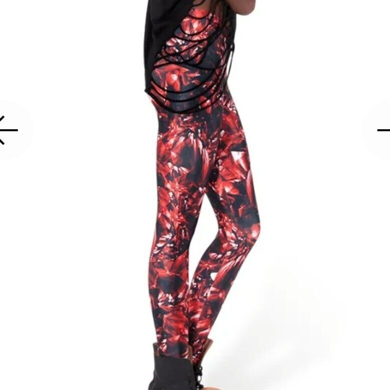 Man Made In Australia Black Milk Leggings Red Black Ruby High Waist Limited Size 27" / US 4 / IT 40 - 3 Thumbnail