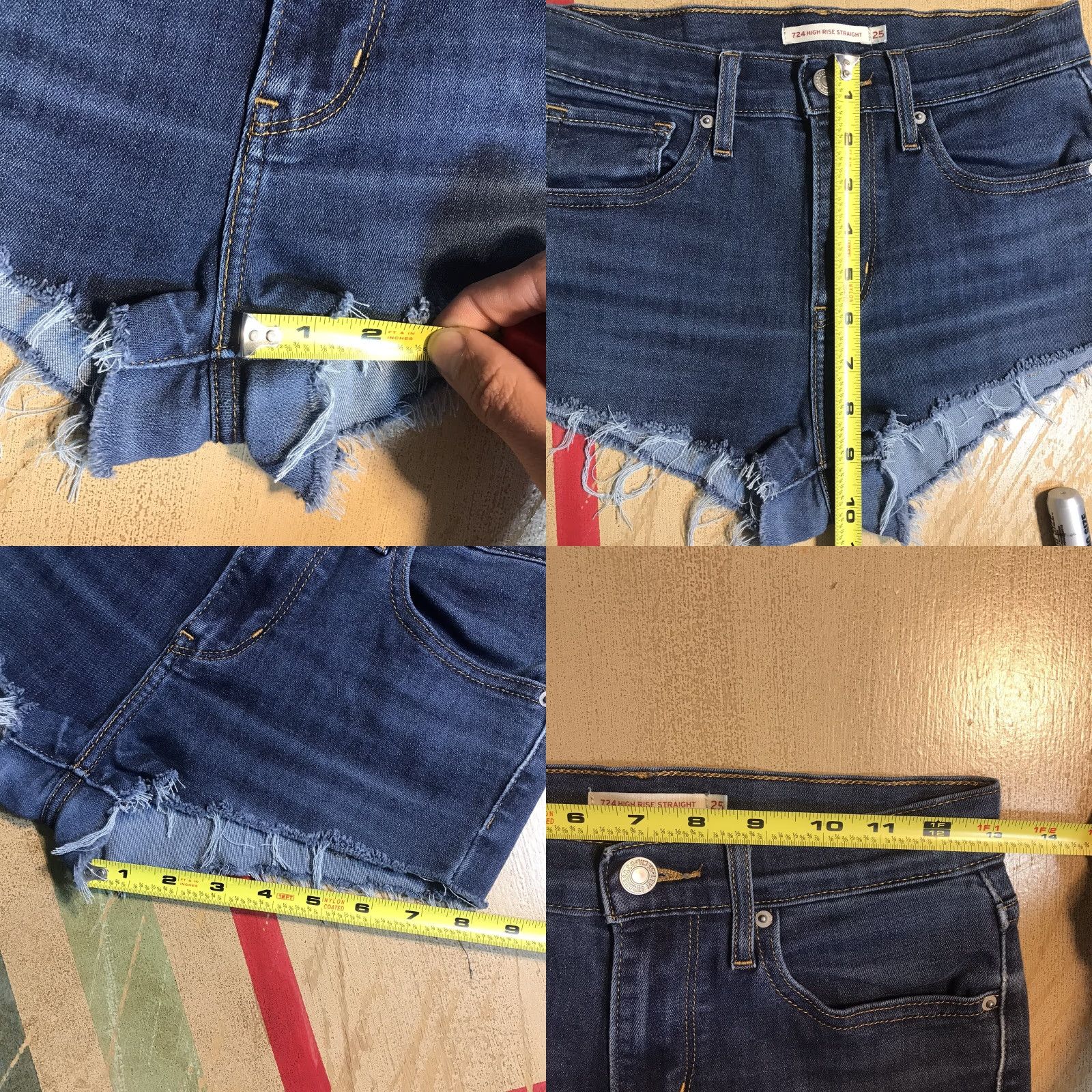 Levi's VINTAGE Levis Zip Fly Shorts Womens Tag 25 724 High Rise Denim Blue Cutoffs 70s 80s 90s Bohemian Classic Festival Womens Jeans Shorts Size 42" / US 20 - 8 Thumbnail