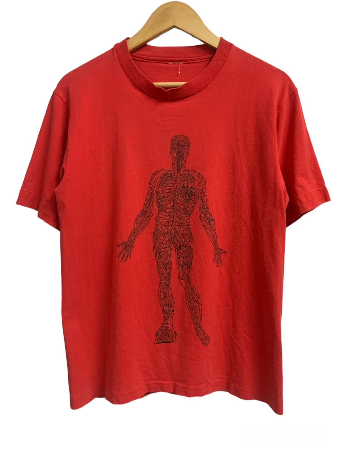 image of Band Tees x Vintage 1990S Bionic Man Anatomy Nervous System Graphic Tee in Red, Men's (Size Medium)