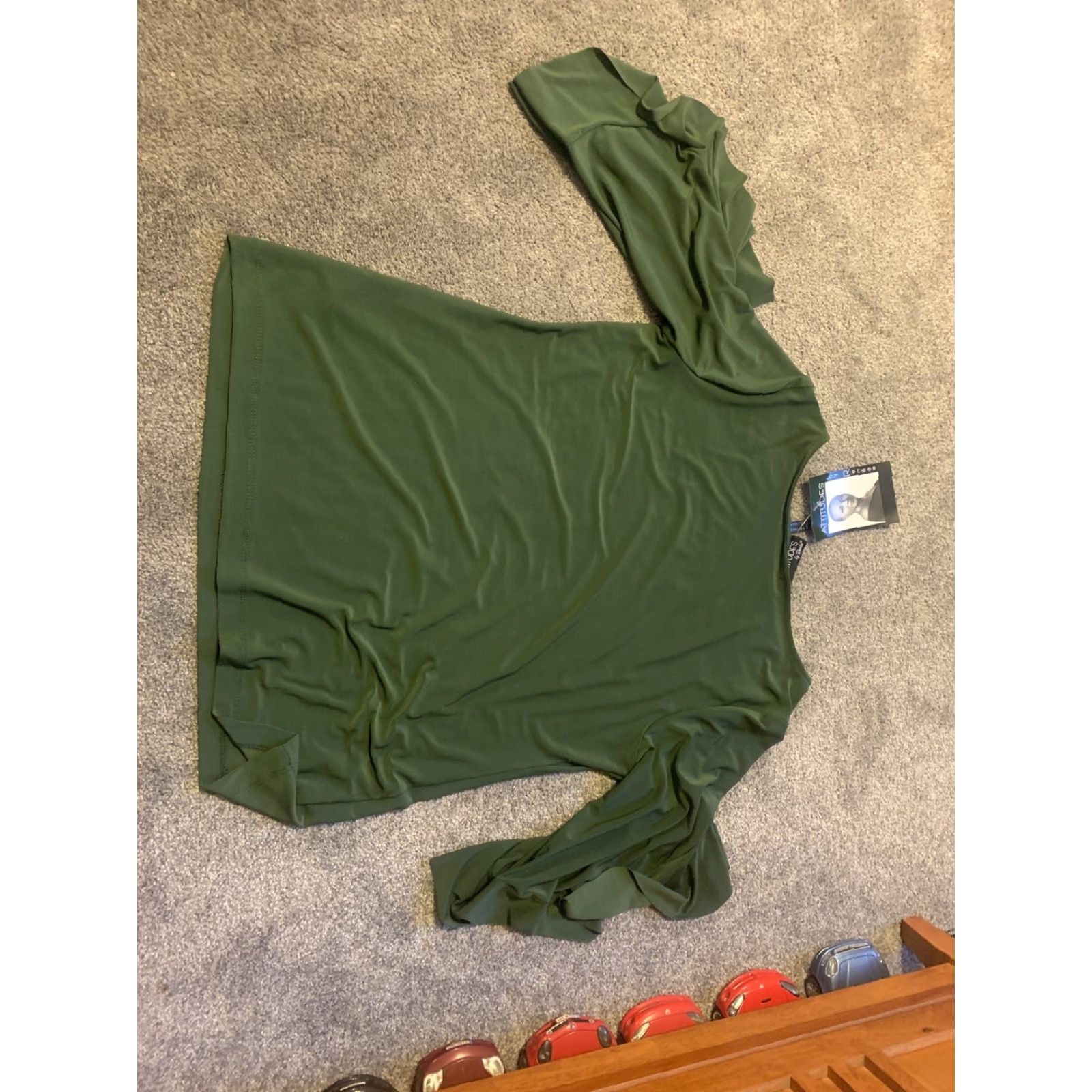 Olive Attitudes by Renee Knit Top Bateau Neck Olive M Womens Regular Green Po Cha Cha Slvs Size M / US 6-8 / IT 42-44 - 6 Thumbnail