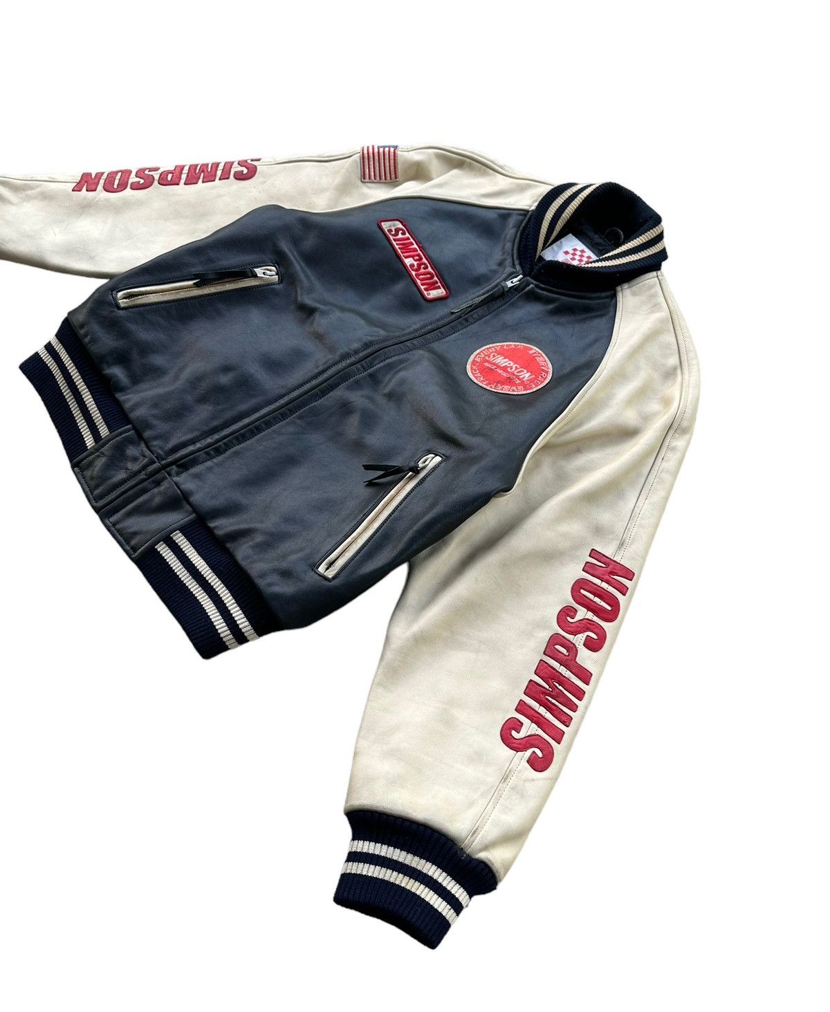Vintage Vintage Simpson racing leather bomber jacket Size US L / EU 52-54 / 3 - 4 Thumbnail