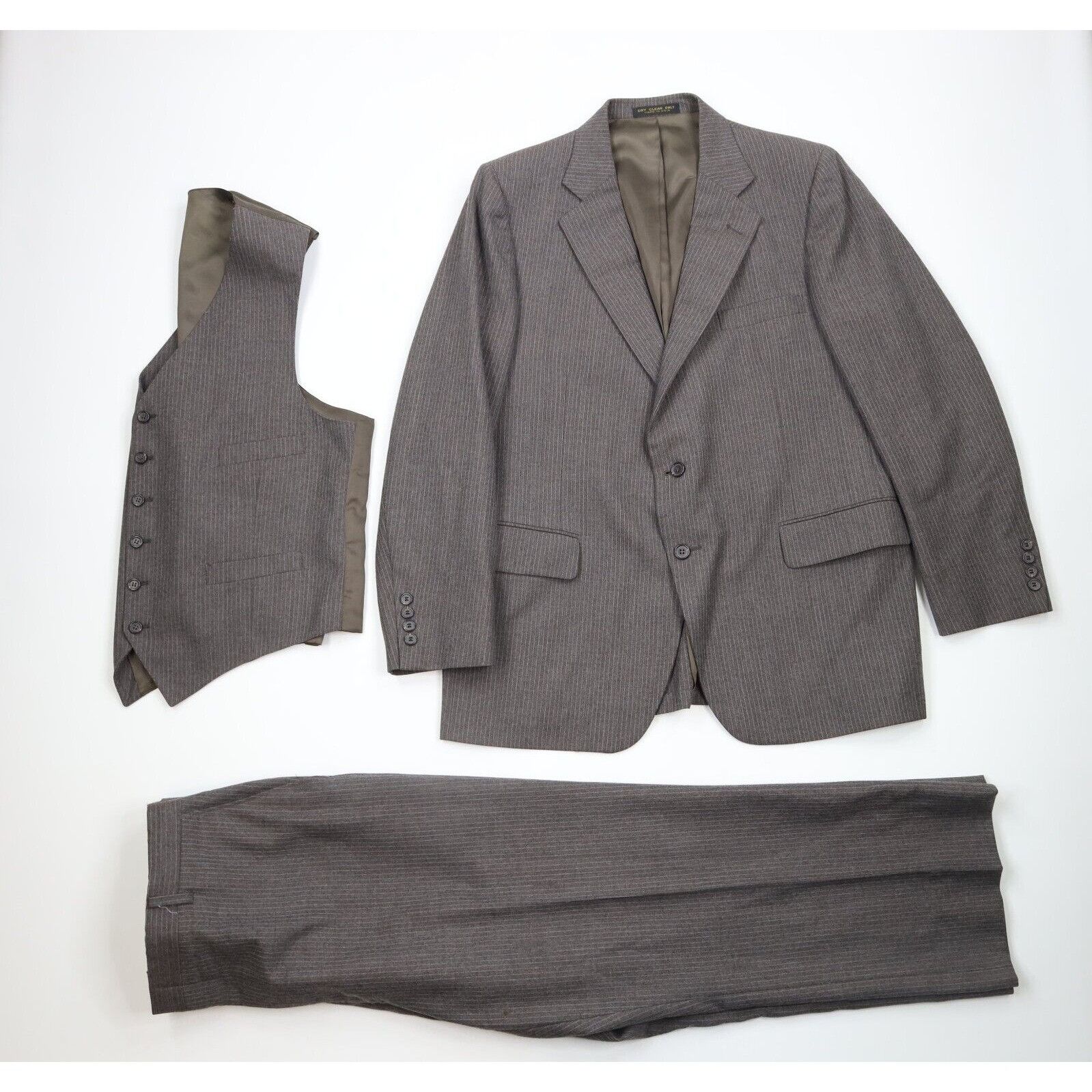 Vintage Vintage 70s 3 Piece Wool Suit Bell Bottoms Striped Size 46R - 1 Thumbnail