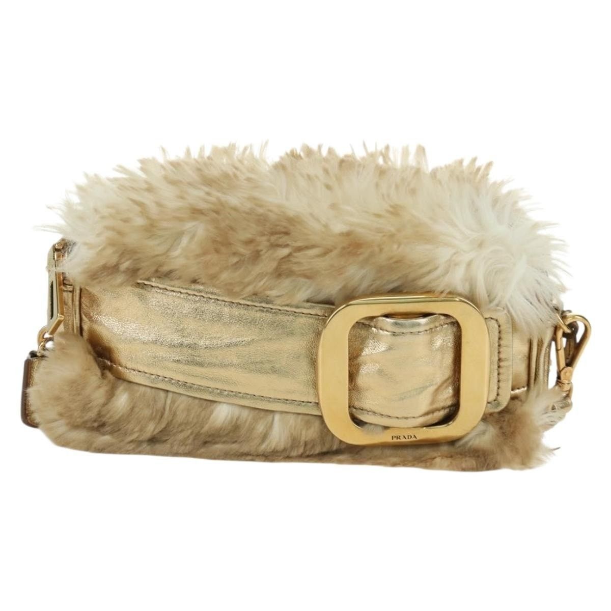Prada Prada Fur Shoulder Bag Beige Size ONE SIZE - 1 Thumbnail