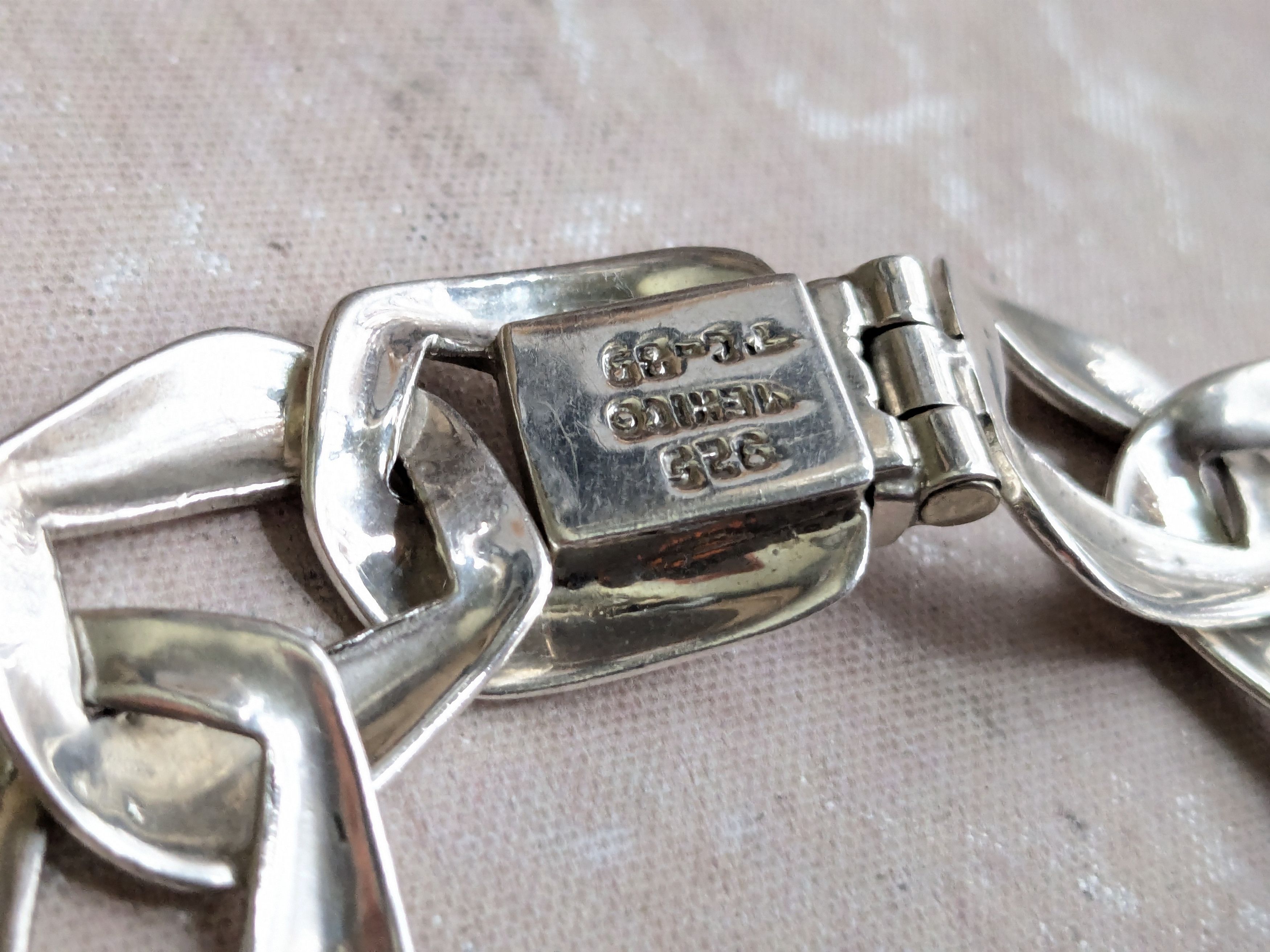 Jewelry Vintage Sterling Silver Bracelet Cuban Curb 7.75 Mexico Size ONE SIZE - 7 Thumbnail