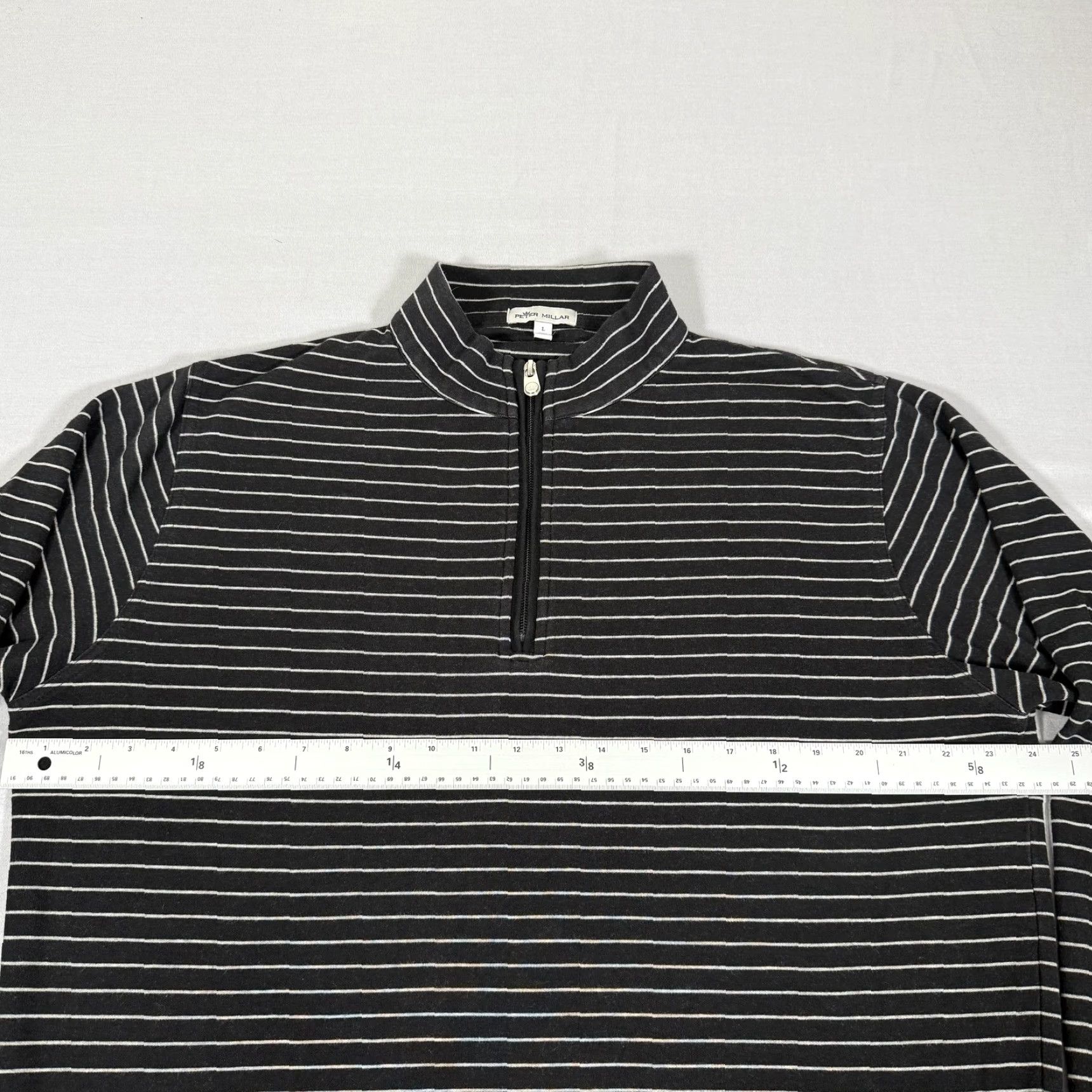 Peter Millar Peter Millar Shirt Mens L Gray Striped 1/4 Zip Pullover Knit Golf Casual Size US L / EU 52-54 / 3 - 3 Thumbnail