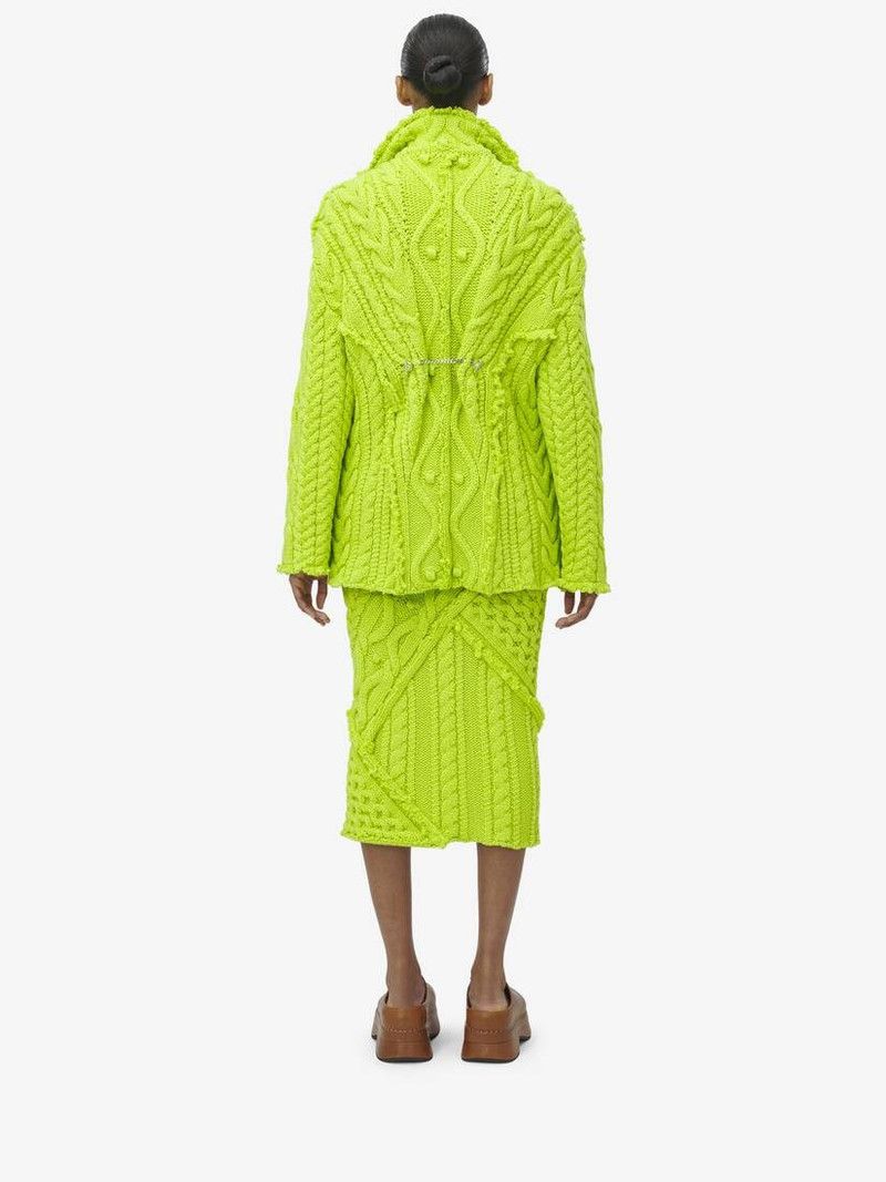Alexander McQueen o1srvl11e0326 Oversized Cable Knit Cardigan in Yellow Size S / US 4 / IT 40 - 5 Thumbnail