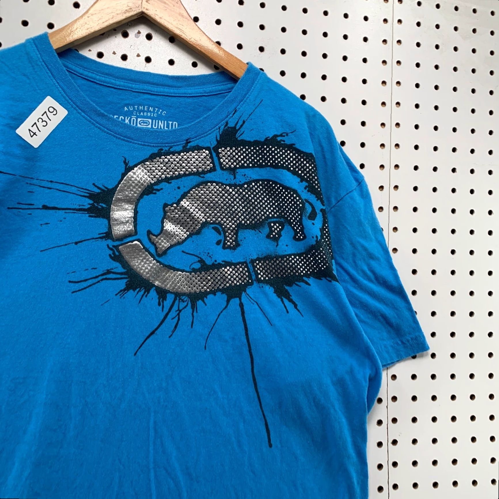 Ecko Unltd. VINTAGE Ecko Unltd T-Shirt Mens 2XL Blue Hip Hop Rhino Grafitti Graphic Print Short Sleeve Crew Neck Shirt Mens Hip Hop 2000s Size US XXL / EU 58 / 5 - 7 Thumbnail