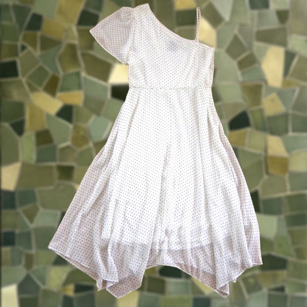 Vintage Maison Tara NWT One Shoulder White Black Polka Dot Midi Dress 6 Dress** Size M / US 6-8 / IT 42-44 - 1 Thumbnail