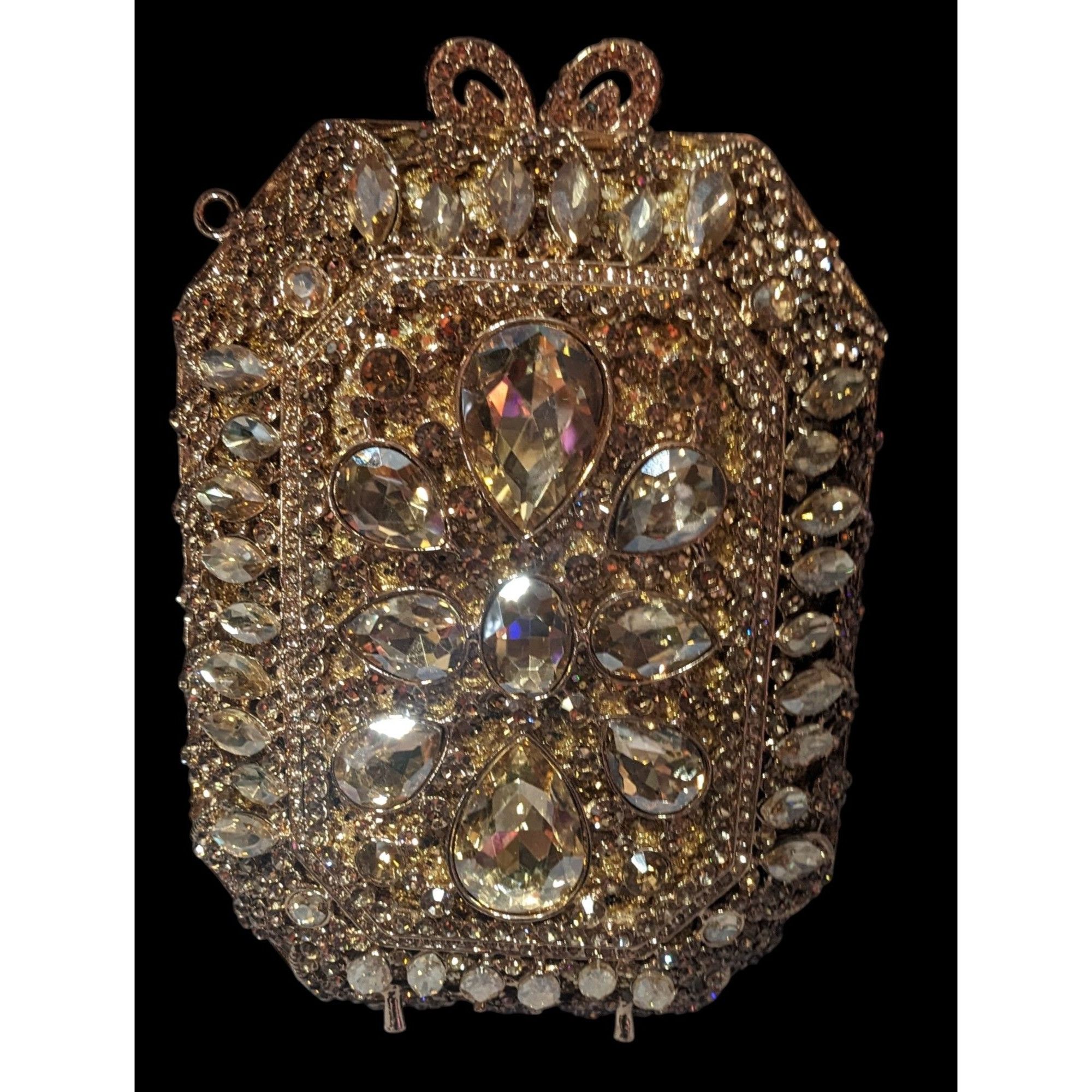 Other Luxury Rhinestone Encrusted Evening Bag Gold Tone With Remov Size ONE SIZE - 8 Thumbnail