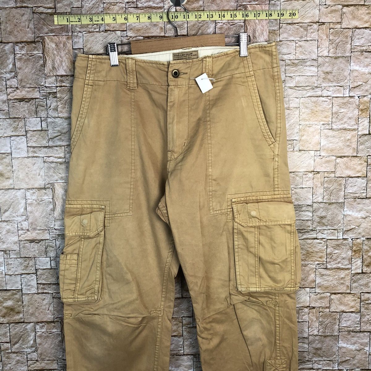 Japanese Brand DL Purple & Yellow Brown Cargo Multipocket Pants #A333 Size US 31 - 2 Thumbnail